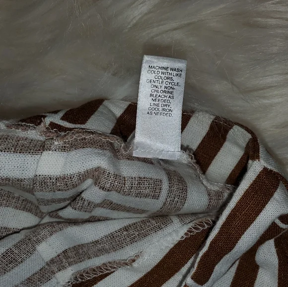 Versona Brown and White Linen/Rayon Pants - Picture 4 of 9